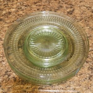 Vintage Green Uranium Glass Plate Set
